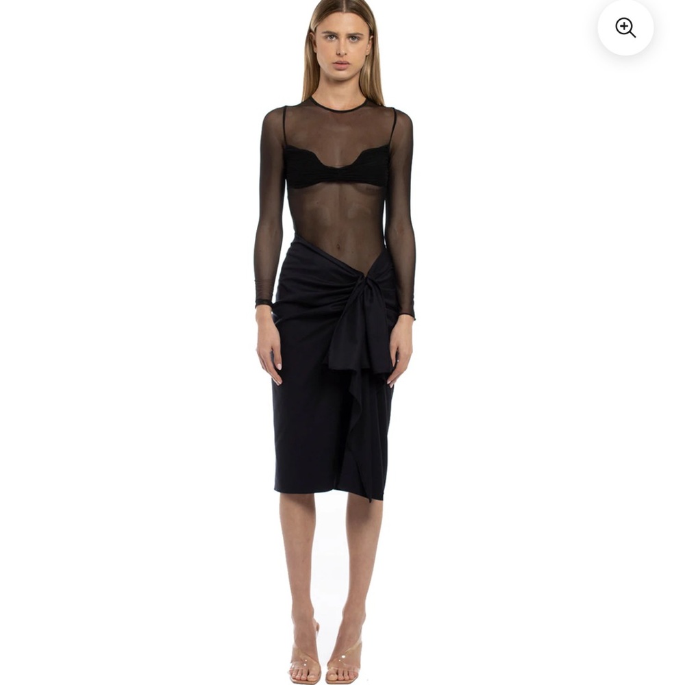New! Mother of All Colette Midi Skirt in Black Sz Small $490 - Picture 2 of 8
